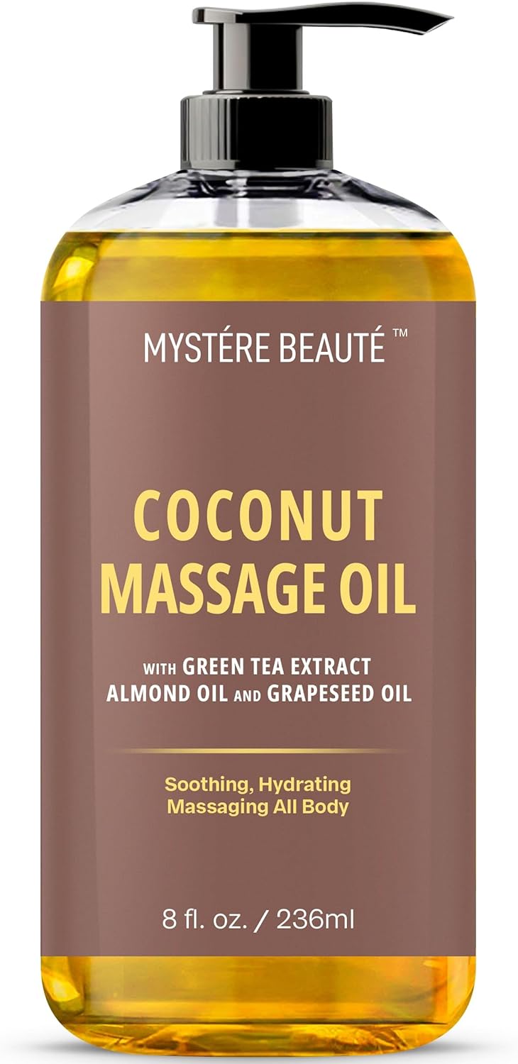 MYSTÉRE BEAUTÉ Sore Muscle Massage Oil for Massage Therapy with Arnica - Relaxing, Warming, Eases Muscle Soreness & Stiffness - Moisturizes Skin - Premium-Quality - 8 fl oz