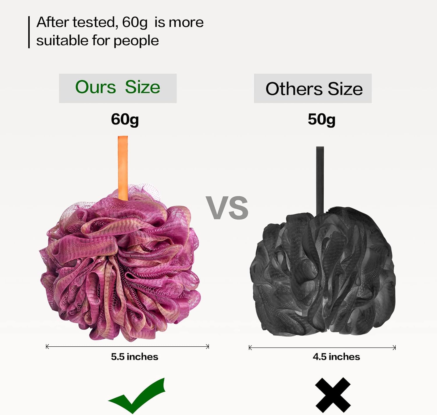 Fishent Bath Loofah Sponge, 3 Pack loofahs Exfoliating Body Scrubber, 60g Soft Mesh Pouf Shower Puffs, Loofa for Women (Pink-Peach-Coral)