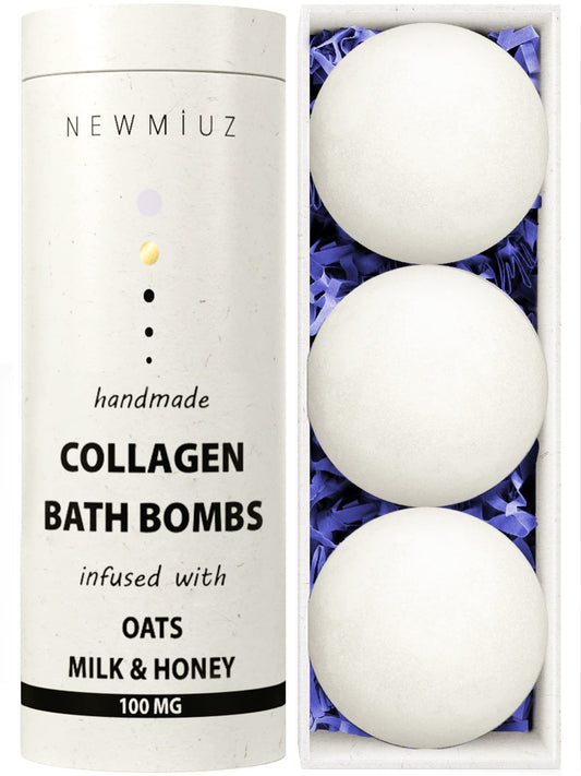 Creamy Collagen Bubble Bath Bombs with Oatmeal Milk Honey Essential Oils Luxurious Bath Gift Dry Skin Nourishment Indulge in A Blissful Bathing Spa