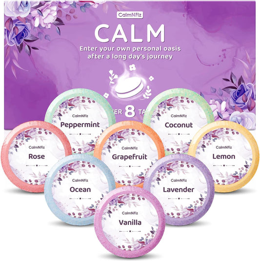 CalmNFiz Shower Steamers 8 Pcs - Scented Shower Bombs with Organic & Natural Fragrance, Bath and Body Works Bath Bombs, Birthday Anniversary Valentine’s Day Gifts for Women Who Have Everything