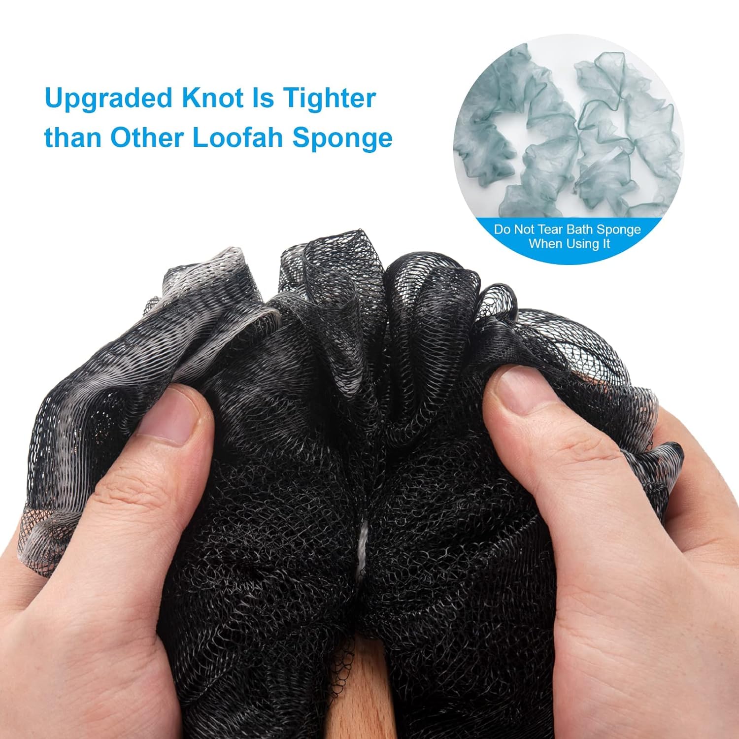 AmazerBath Shower Sponge Loofah Back Scrubber, PE Soft Mesh Loofah Body Scrubber with Long Wooden Handle, Bath Sponge for Men Women (Pink)