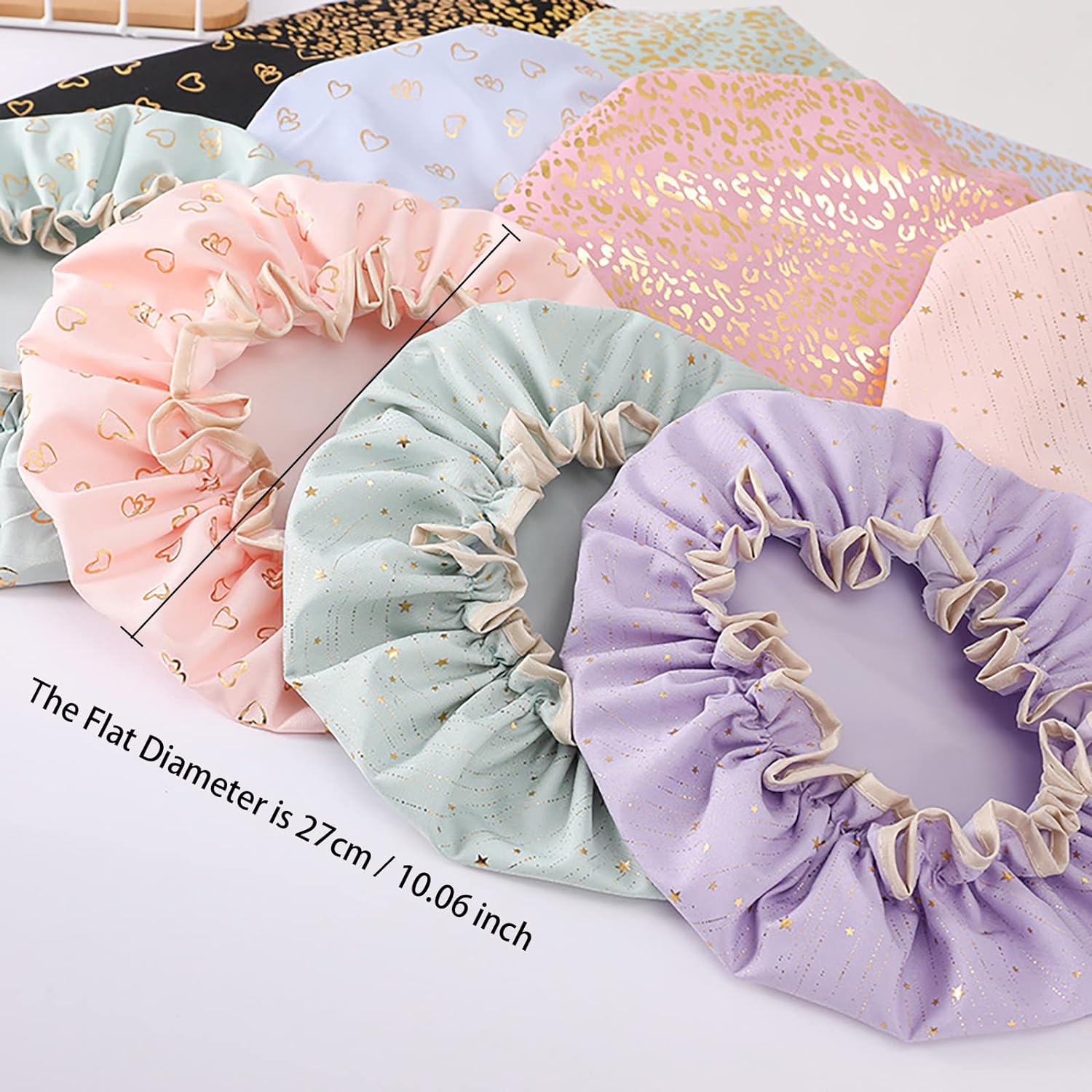 Qeuly 2 Pack Waterproof Shower Cap, Reusable Shower Cap for Women, Elastic Bathing Shower Hat Double Layers Bathing Hair Cap PEVA Lined Shower Hair Bath Cap (Pink)