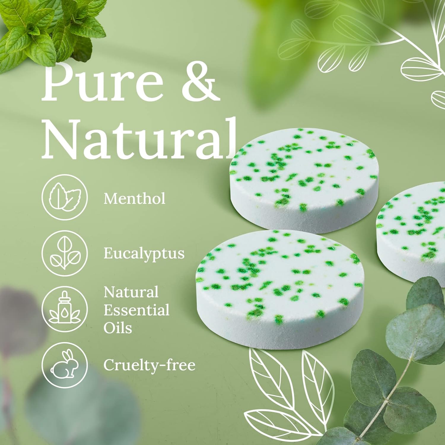 Shower Steamers Aromatherapy 6 Packs Shower Tablets with Essential Oil for Home SPA & Self Care, Stress Relief, Birthday Gifts for Women and Men, Eucalyptus Shower Bath Bombs - BABYPEACH