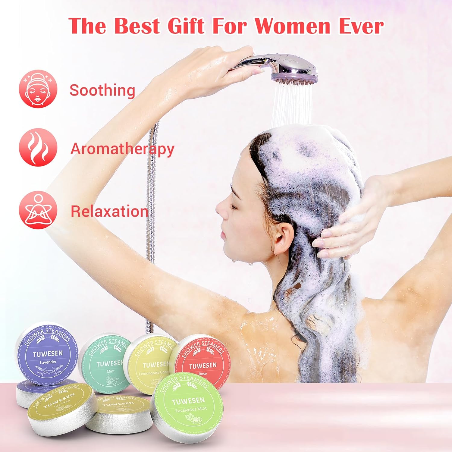 TUWESEN Shower Steamers Aromatherapy, SPA Kit, 8 PCS Shower Steamers for Women, Shower Bombs with Essential Oils-Self Care & Relaxation Birthday Gifts for Women and Men. Purple Romantic Set