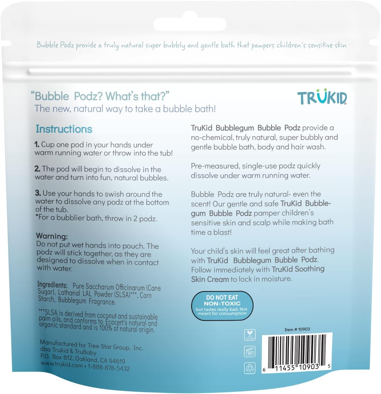 TruKid Bubble Podz for Baby, Refreshing Bubble Bath for Dry, Sensitive & Soft Skin, pH Balanced for Eye Sensitivity, Enriched with Lavender Flower, Lavender Scent, All Natural Ingredients (24 Podz)
