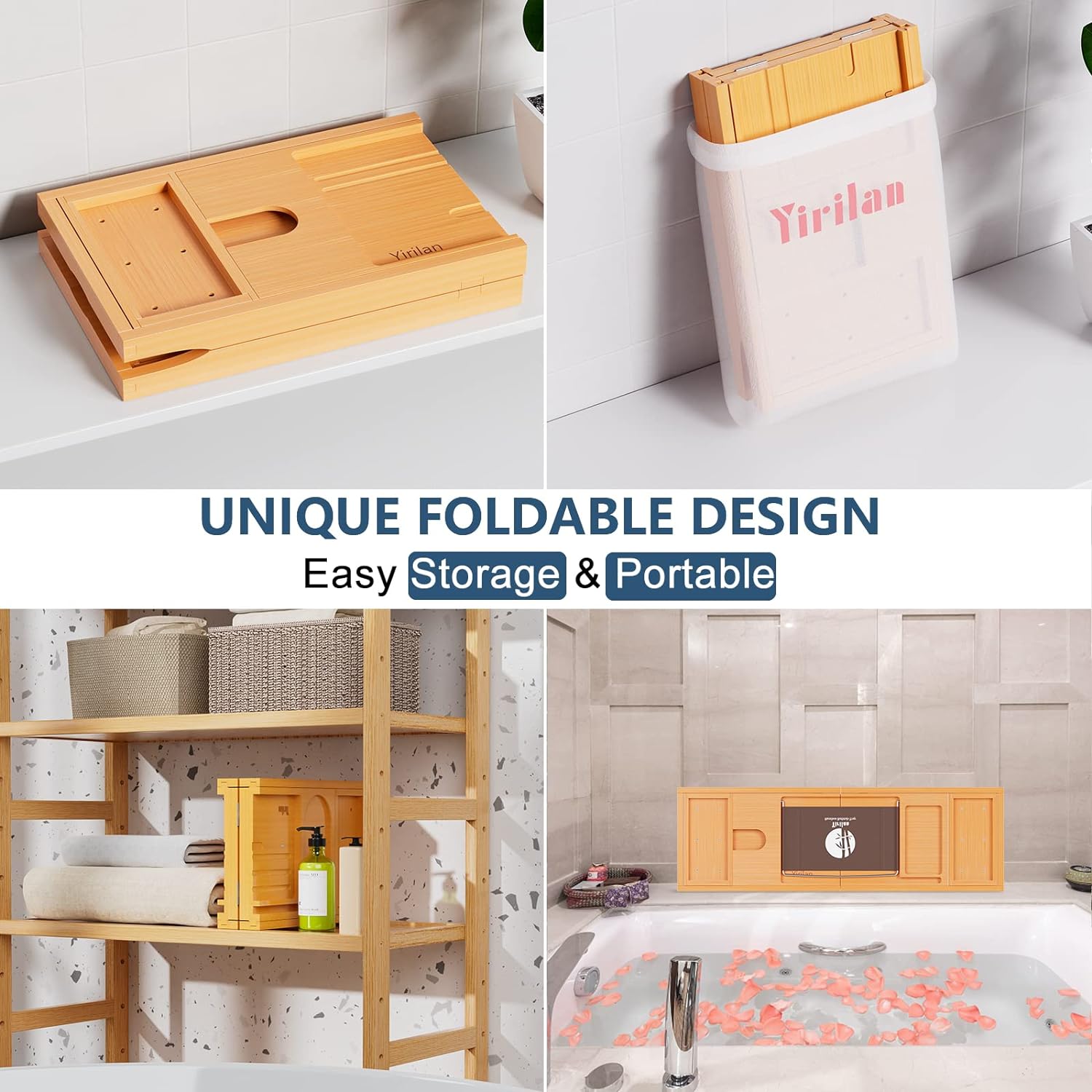 Luxury Bathtub Tray Caddy - Expandable Bath Tray - Unique House Warming Gifts, New Home, Anniversary & Wedding Gifts for Couple, Bridal Shower Gift for Women