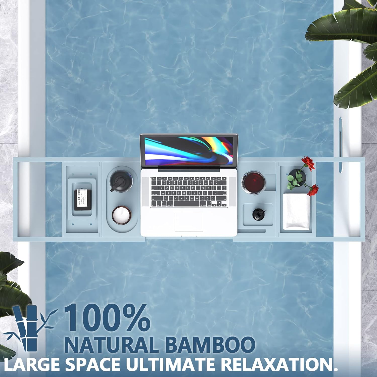 Yirilan Premium Bathtub Tray Caddy - Expandable Bath Tray - Unique House Warming Gifts, New Home, Anniversary & Wedding Gifts for Couple, Bridal Shower Gift for Women