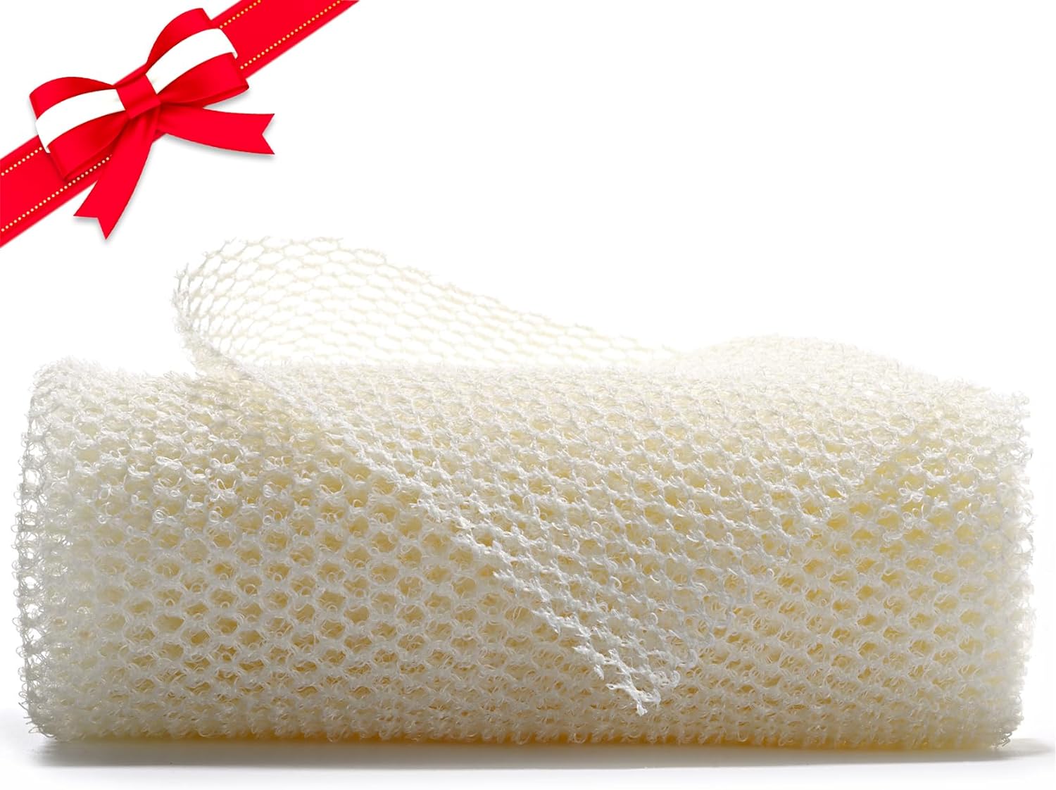 UJFQBH 3 Pieces African Bath Sponge African Net Long Net Bath Sponge Exfoliating Shower Body Scrubber Back Scrubber Skin Smoother,Great for Daily Use (Pink,Yellow,Purple)