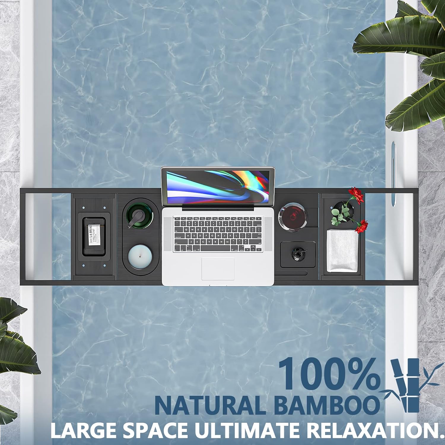 Yirilan Premium Bathtub Tray Caddy - Expandable Bath Tray - Unique House Warming Gifts, New Home, Anniversary & Wedding Gifts for Couple, Bridal Shower Gift for Women