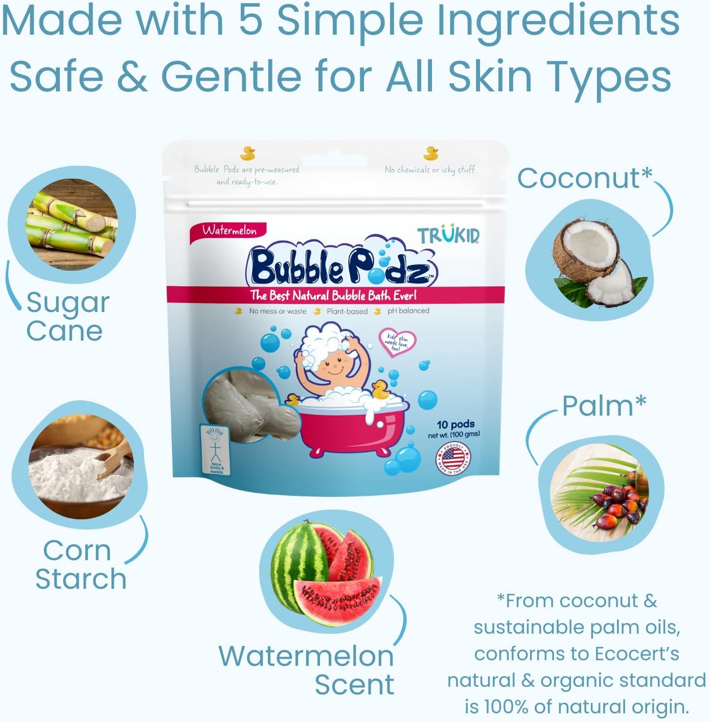 TruKid Bubble Podz for Baby, Refreshing Bubble Bath for Dry, Sensitive & Soft Skin, pH Balanced for Eye Sensitivity, Enriched with Lavender Flower, Lavender Scent, All Natural Ingredients (24 Podz)