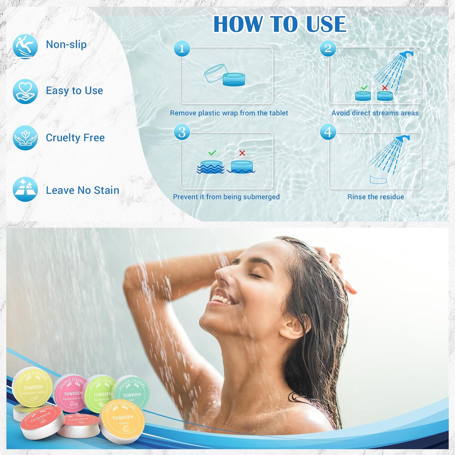 TUWESEN Shower Steamers Aromatherapy, SPA Kit, 8 PCS Shower Steamers for Women, Shower Bombs with Essential Oils-Self Care & Relaxation Birthday Gifts for Women and Men. Purple Romantic Set