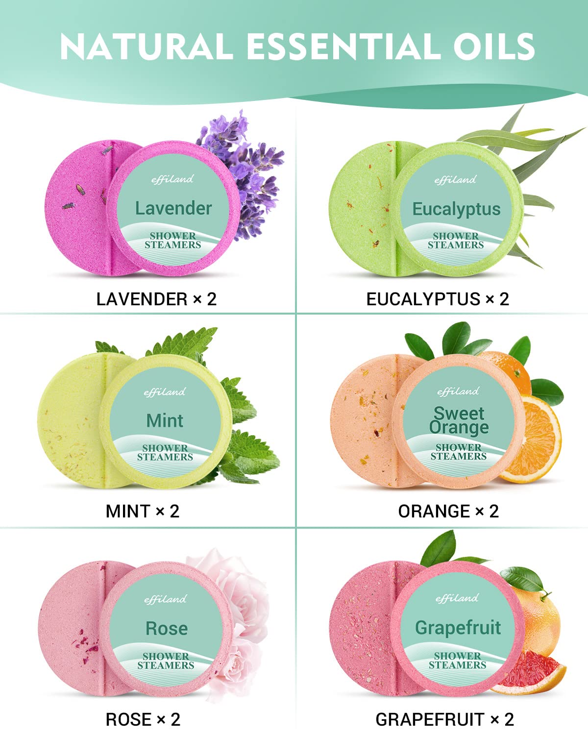 Effiland Aromatherapy Shower Steamers Shower Gifts,Soap Holder Set, 6-Pack Shower Bombs,Gift for Women,Relaxing Self Care