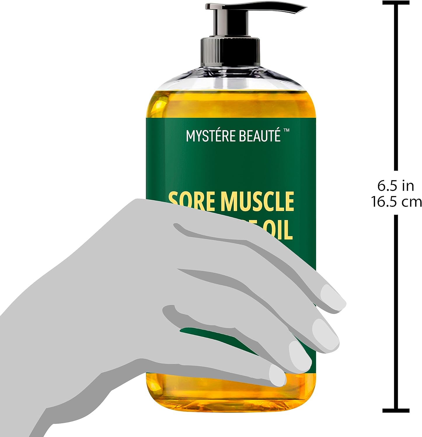 MYSTÉRE BEAUTÉ Sore Muscle Massage Oil for Massage Therapy with Arnica - Relaxing, Warming, Eases Muscle Soreness & Stiffness - Moisturizes Skin - Premium-Quality - 8 fl oz