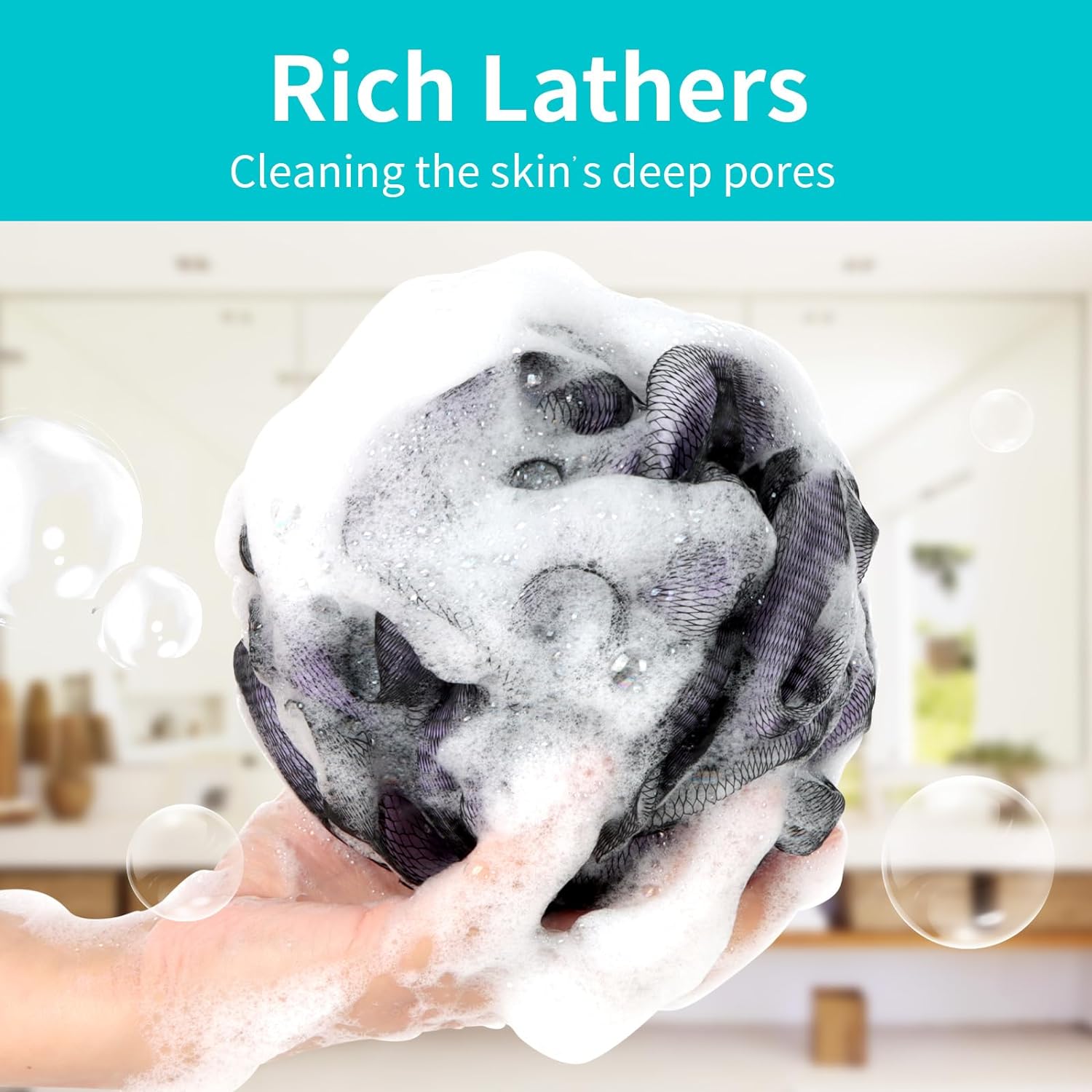 BCKENEY Bath Loofah Shower Sponge Body Back Scrubber Soft Mesh Shower Puffs Exfoliating Loofa for Women & Men Bath Accessories Cleaning Tool(4Pack 60G Forest Fairy)