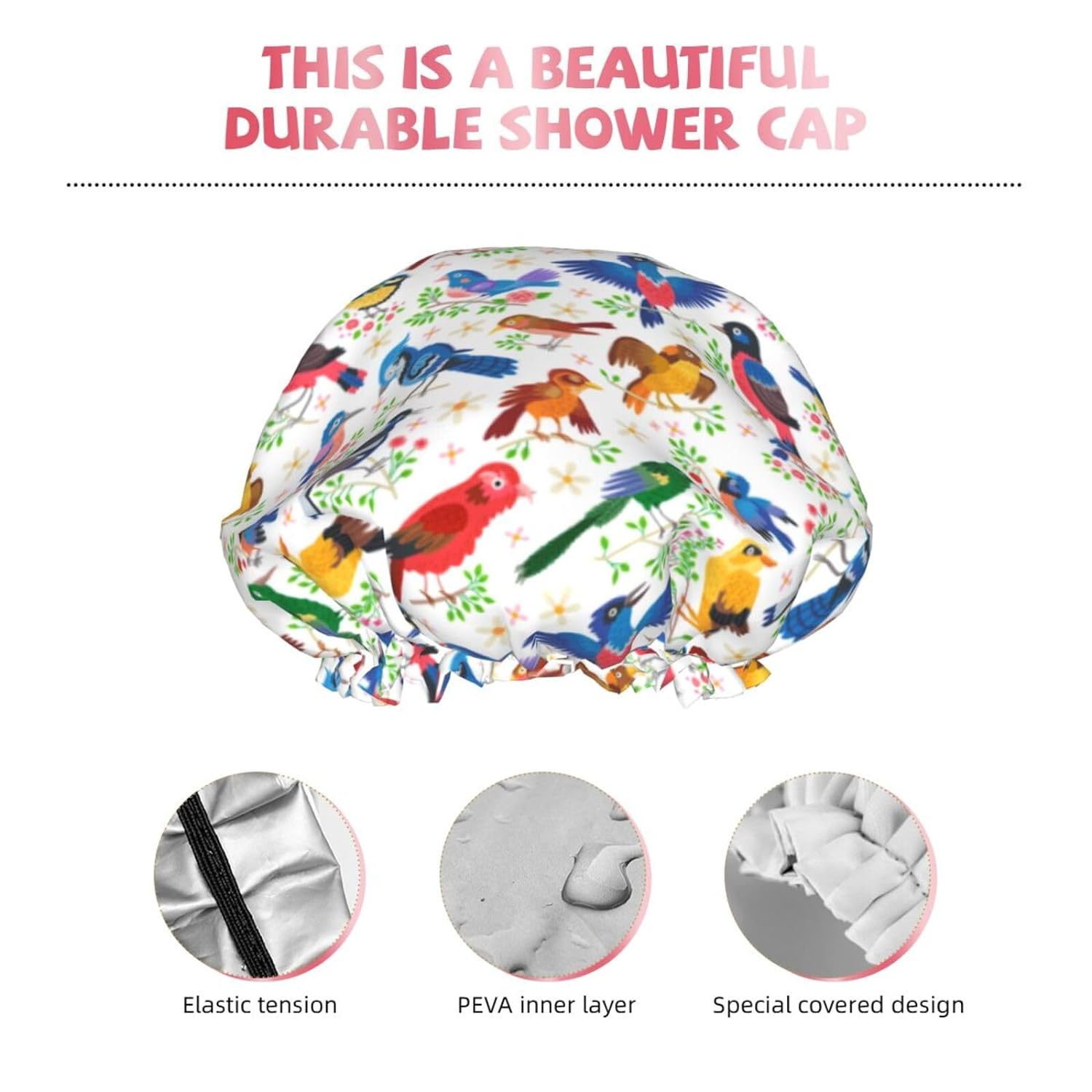 Rubber Ducks Shower Cap For Women Reusable Waterproof Double Layers Bath Cap Hair Protection Elastic Ladies Spa Salon Shower Hat