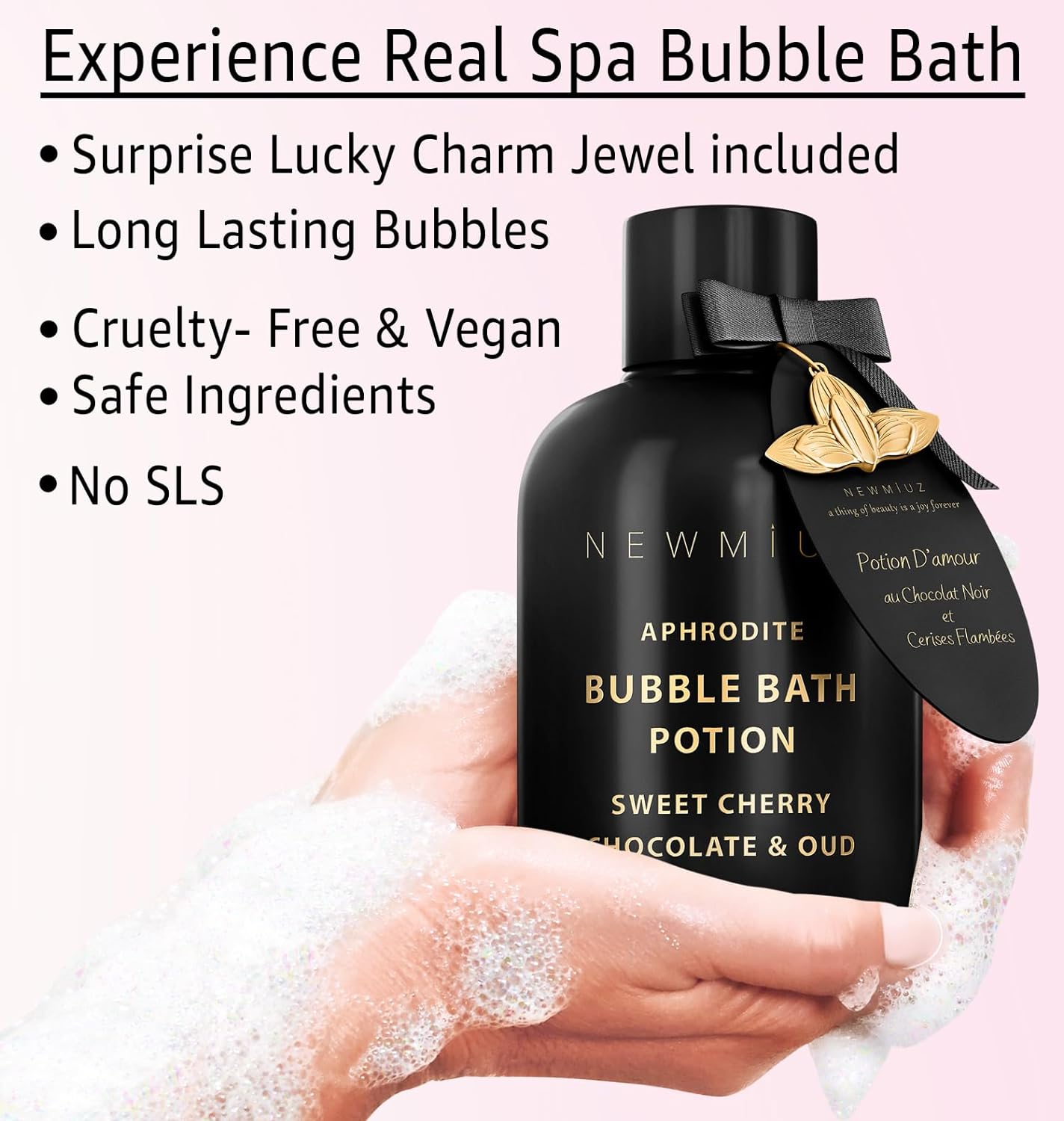 Premium Bubble Bath - Long Lasting Foaming Bubbles - Romantic Bath for Couples - Love Cherry Chocolate & Oud Moisturizing - Relaxing Stress Relief - Calming Self Care Spa Gift for Birthday Christmas