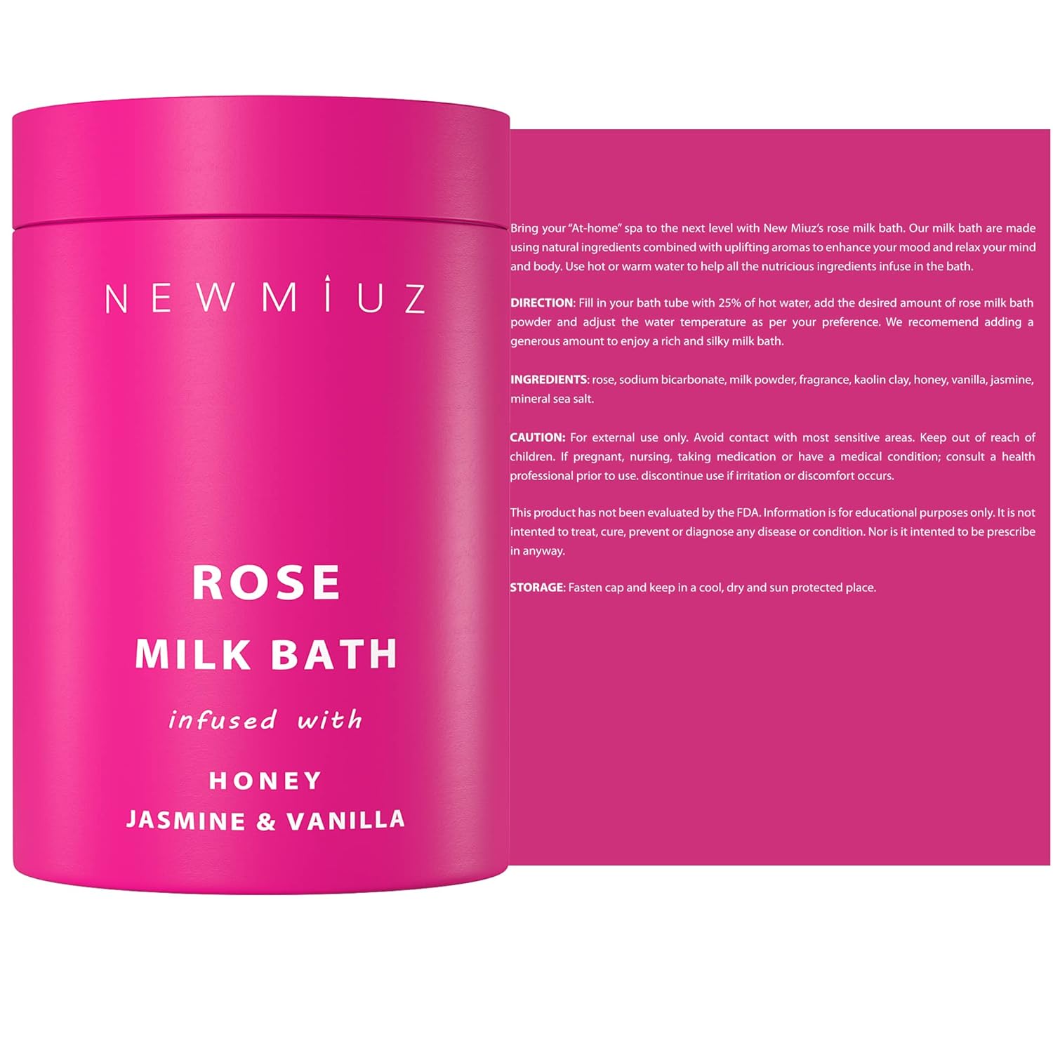 Calming Rose Coconut Milk Bath Soak Moisturize & Soften Skin Honey Jasmine Vanilla Destress Luxury Spa Bath Salt Powder Birthday Christmas Stress Relief Gifts for Women Perfect Stocking Stuffers