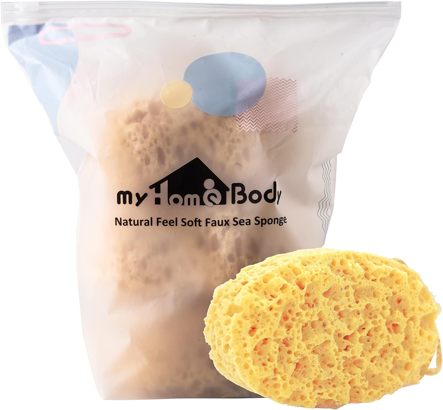 myHomeBody Premium Bath Sponge, Foam Loofah Sponge, Body Sponge for Shower - Large Size, Lots of Lather, Curvy, 3 Pack
