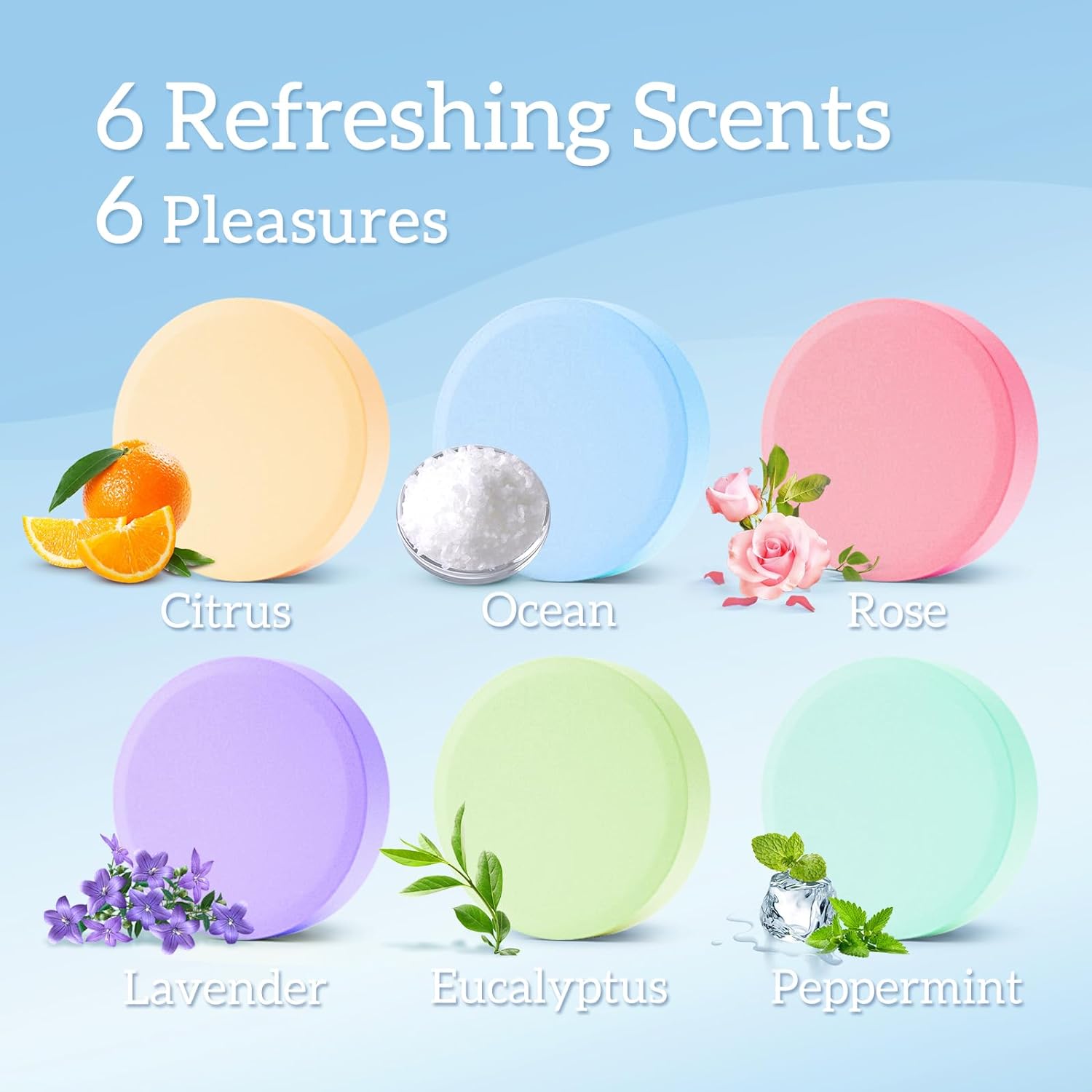 TranquilBliss Shower Steamers 6 Count, Scented Shower Bombs with Organic & Natural Fragrance, Self-Care & Relaxation Birthday Gifts for Women Who Have Everything