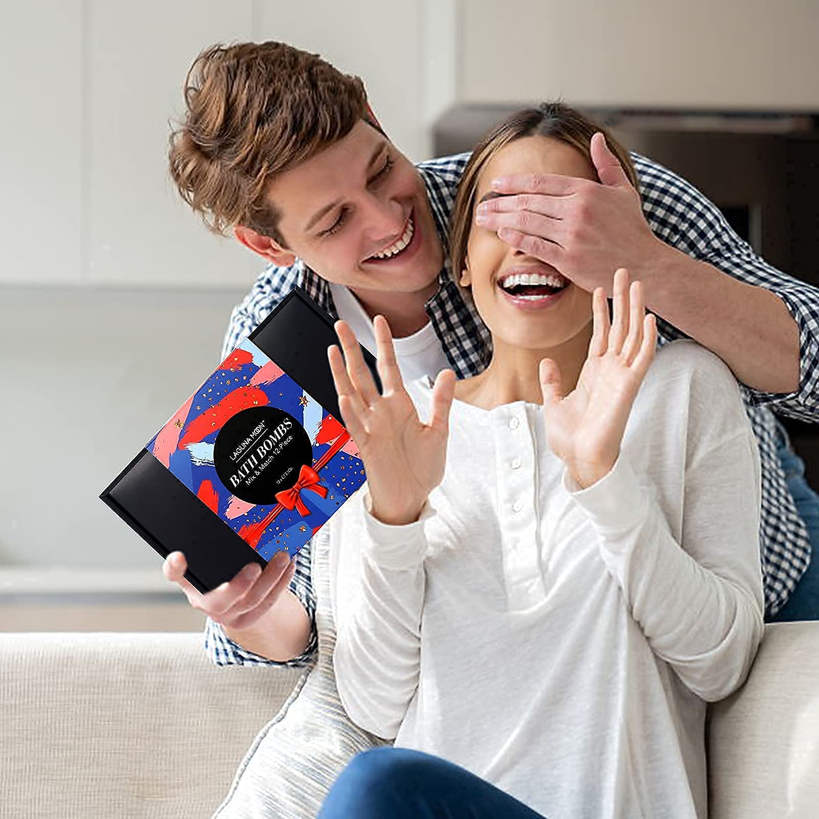 Lagunamoon Bath Bombs Gift Set, 6 Piece XXL Handmade Fizzy Shower Bombs with Essential Oils, Coconut Oil to Moisturize Dry Skin - Relaxing Spa Day for Women, Men, Kids - Birthday, Anniversary