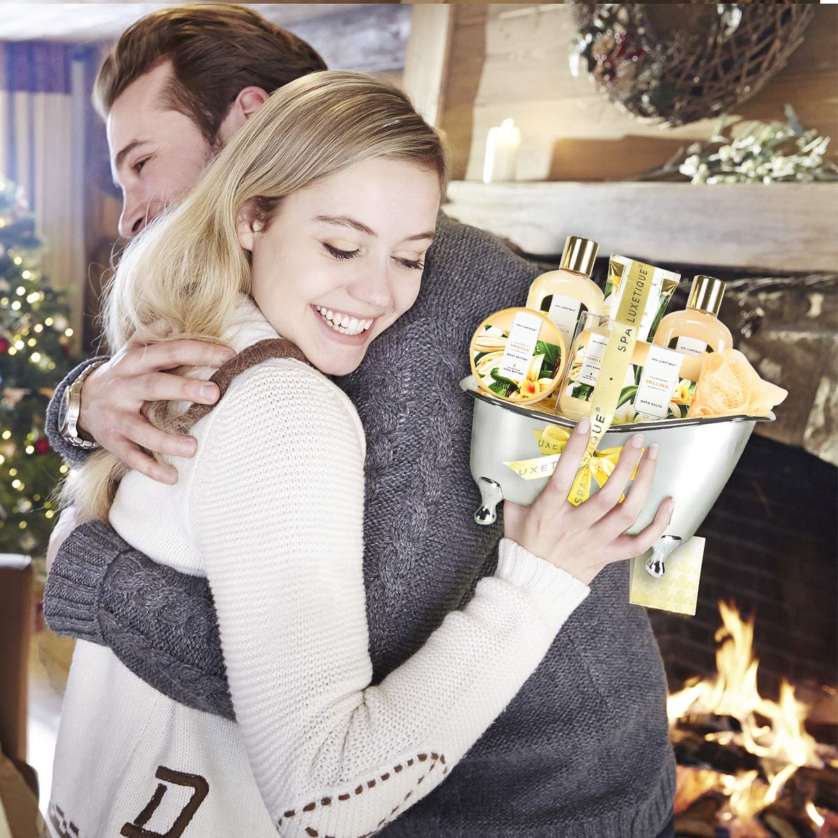 Spa Kit for Women Gift Set, Spa Luxetique Bath and Body Gift Sets for Women, 8pcs Daisy Body Wash Set with Bubble Bath, Body Lotion, Birthday Gifts for Women, Christmas Bath Gifts Spa Set