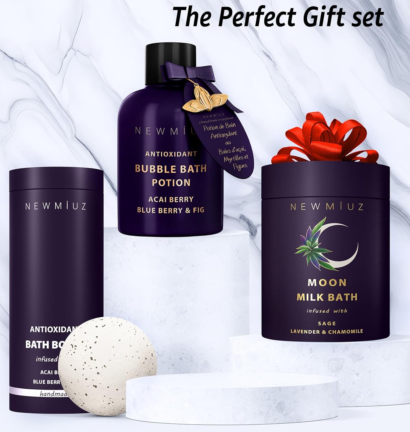 Antioxidant Bubble Bath - Luxury Long Lasting Bubble Bath - SweetAcai Berry Blueberry Fig Essential Oils Detox Hydrating Relaxing Stress Relief - Self Care Spa Gift for Women Birthday Gifts Christmas