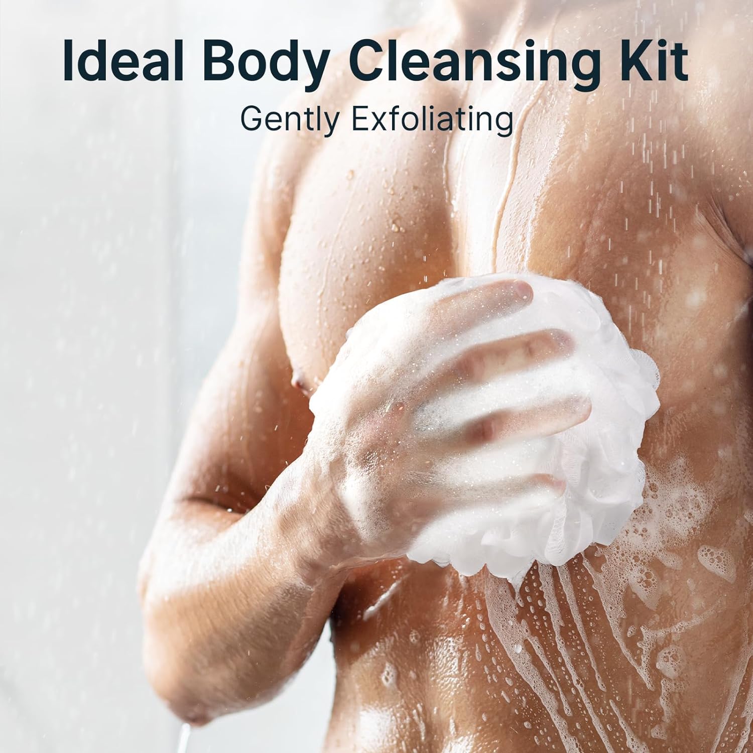 AmazerBath Loofah Sponge, Shower Loofah for Men and Women - Body Scrubber Loofa Set of 3 Classic Black & White Edge, Bath Sponge 60g/PCS