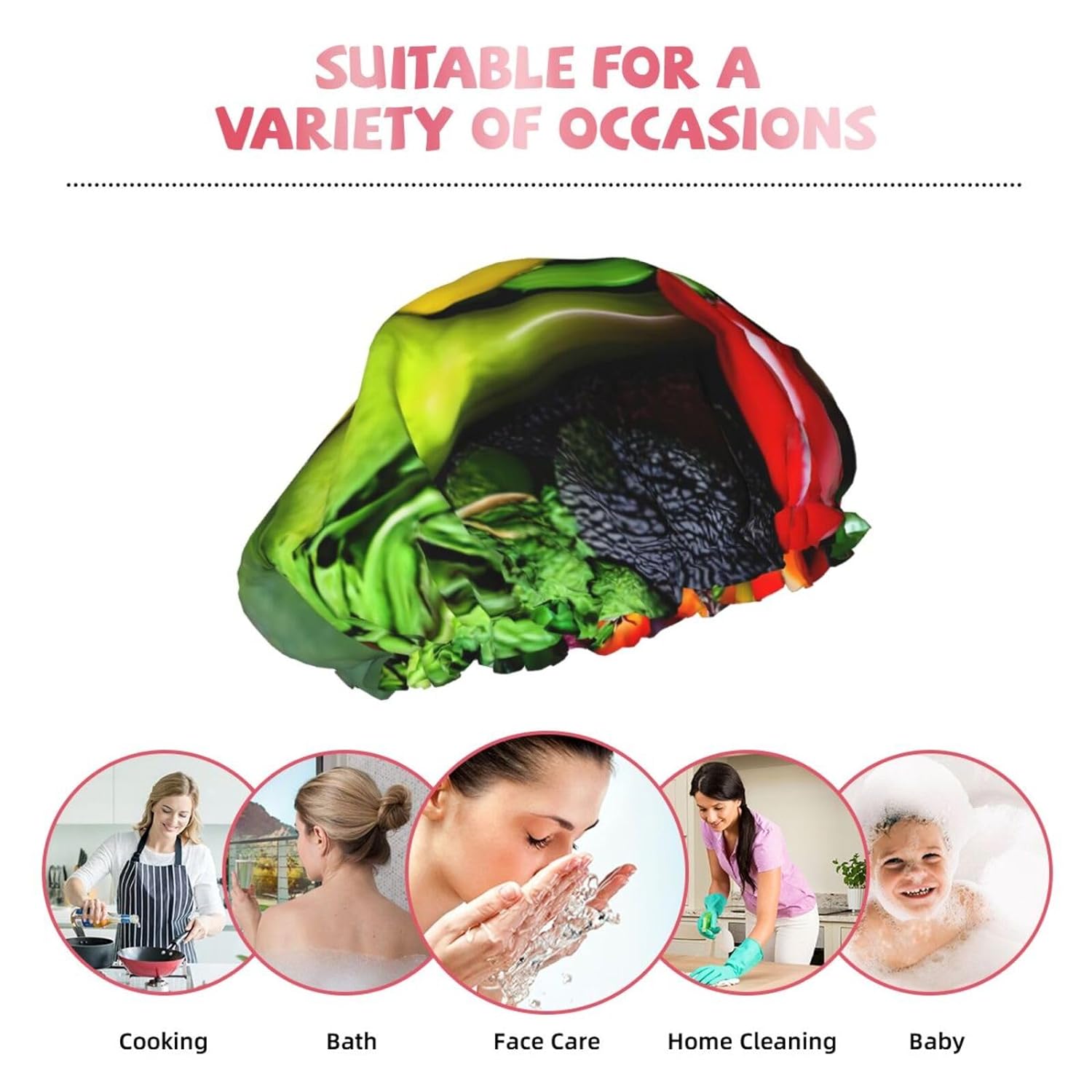 Ice Hockey print Print Reusable Shower Cap for Women,Double Waterproof Layers Bathing Hat,Quick Drying Bath Hair Cap