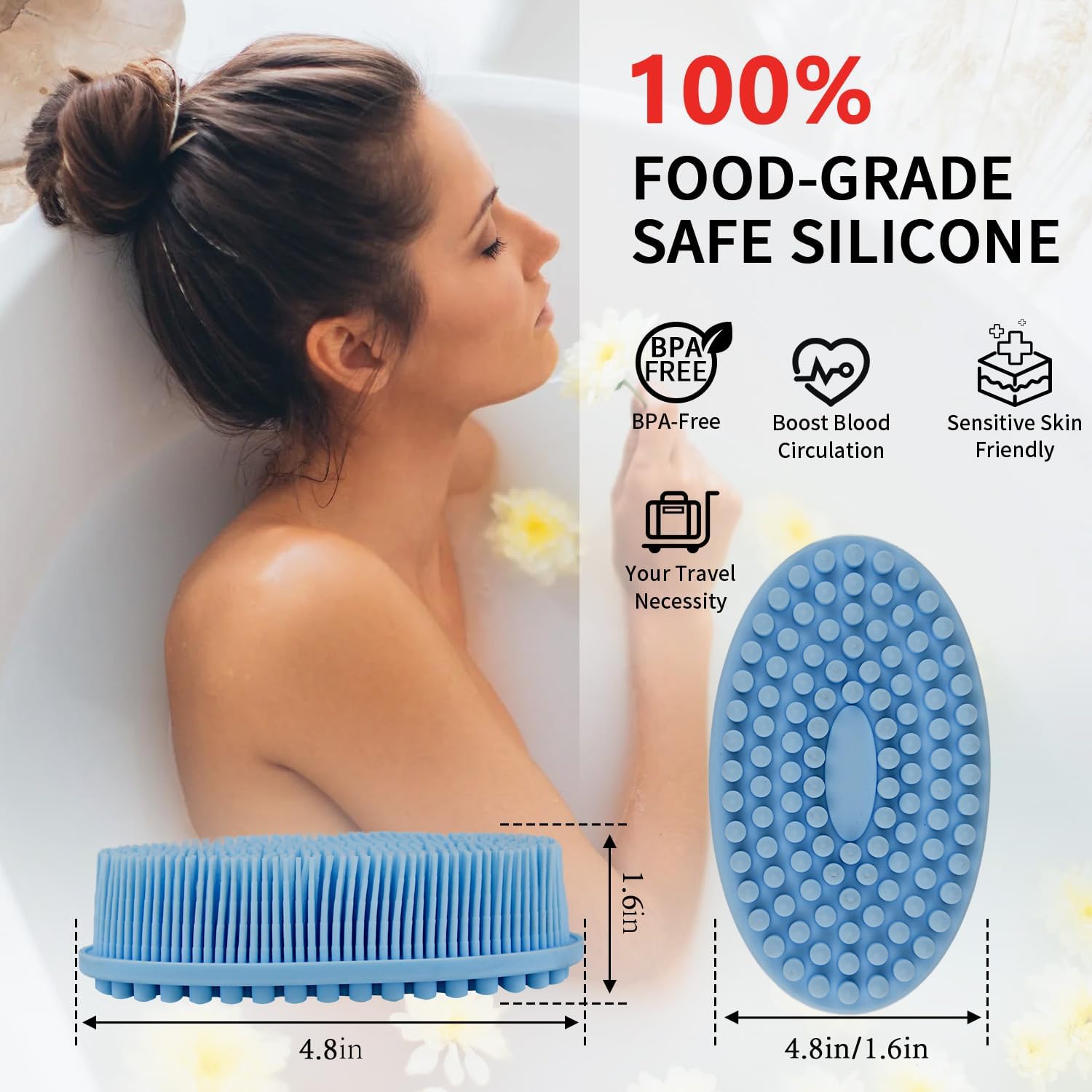 Silicone Body Scrubber, Silicone Loofah, Body Wash Scrubber, Body Scrub Brush, Body Scrubbers for Use in Shower, Silicone Loofah Body Scrubber, Exfoliating Body Scrubber Mens Women, Gifts for Mens