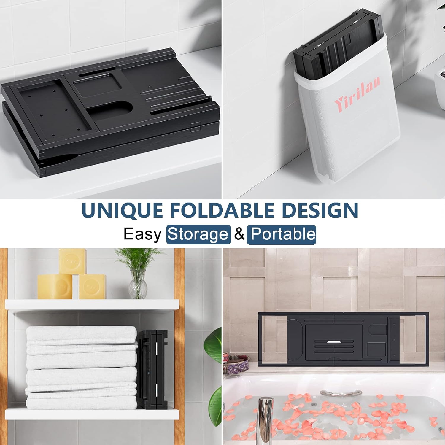 Yirilan Premium Bathtub Tray Caddy - Expandable Bath Tray - Unique House Warming Gifts, New Home, Anniversary & Wedding Gifts for Couple, Bridal Shower Gift for Women