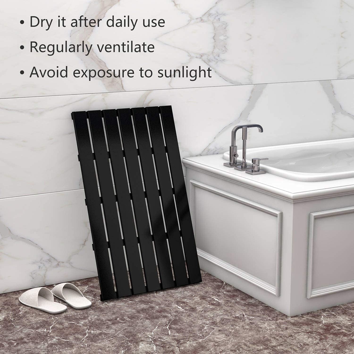 Domax Bathtub Caddy Tray and Bamboo Bath Mat for Luxury Spa Bath Black