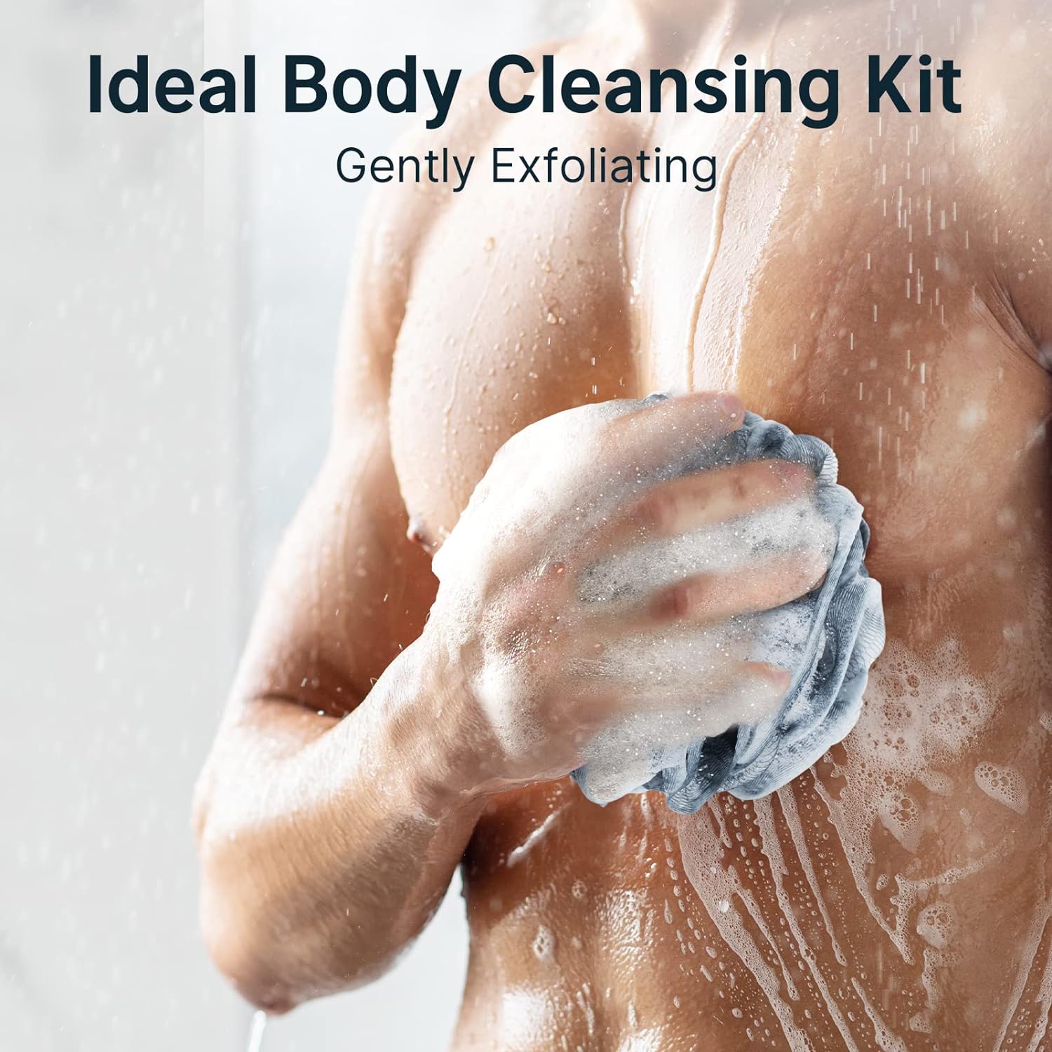 AmazerBath Loofah Sponge, Shower Loofah for Men and Women - Body Scrubber Loofa Set of 3 Classic Black & White Edge, Bath Sponge 60g/PCS