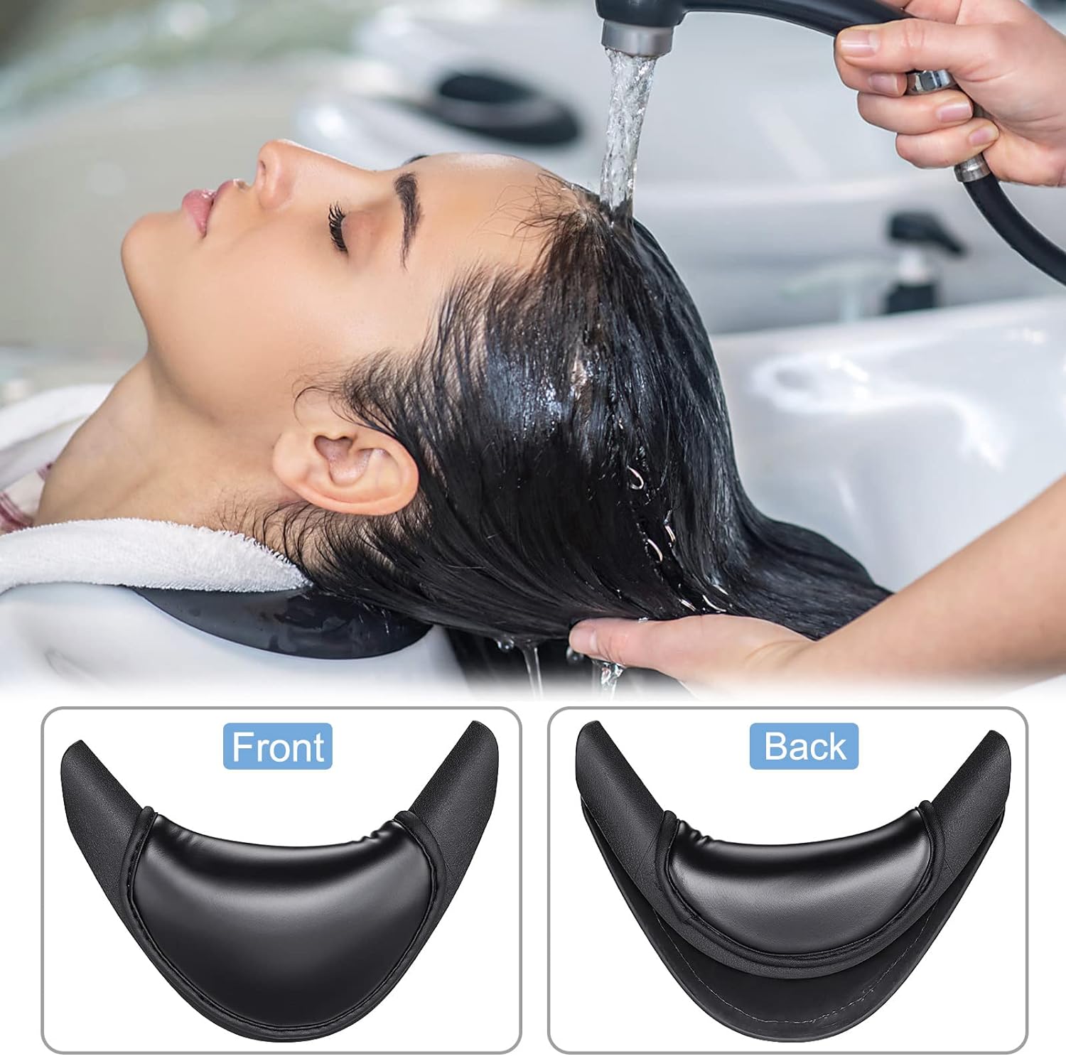 Noverlife Soft Silicone Shampoo Bowl Neck Rest, Non-Slip Shampoo Bowl Neck Pillow, Salon Sink Neck Cushion with Suction Cups, Salon Silicone Hair Washing Neck Pillow for Salon Hair Spa Washing Basin