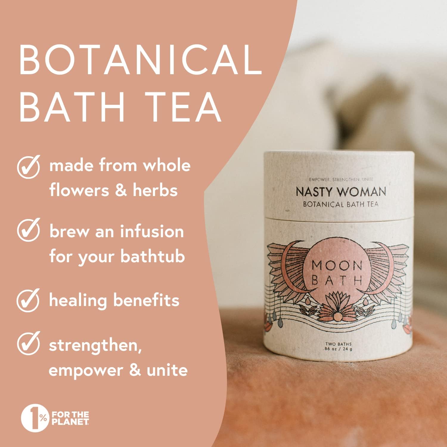 Moon Bath Botanical Bath Tea | New Moon Herbal Ayurvedic Bath Tea Soak w/Lavender, Jasmine & Chamomile for 2 Baths & Organic Body Care for Lunar Alignment | Made in USA
