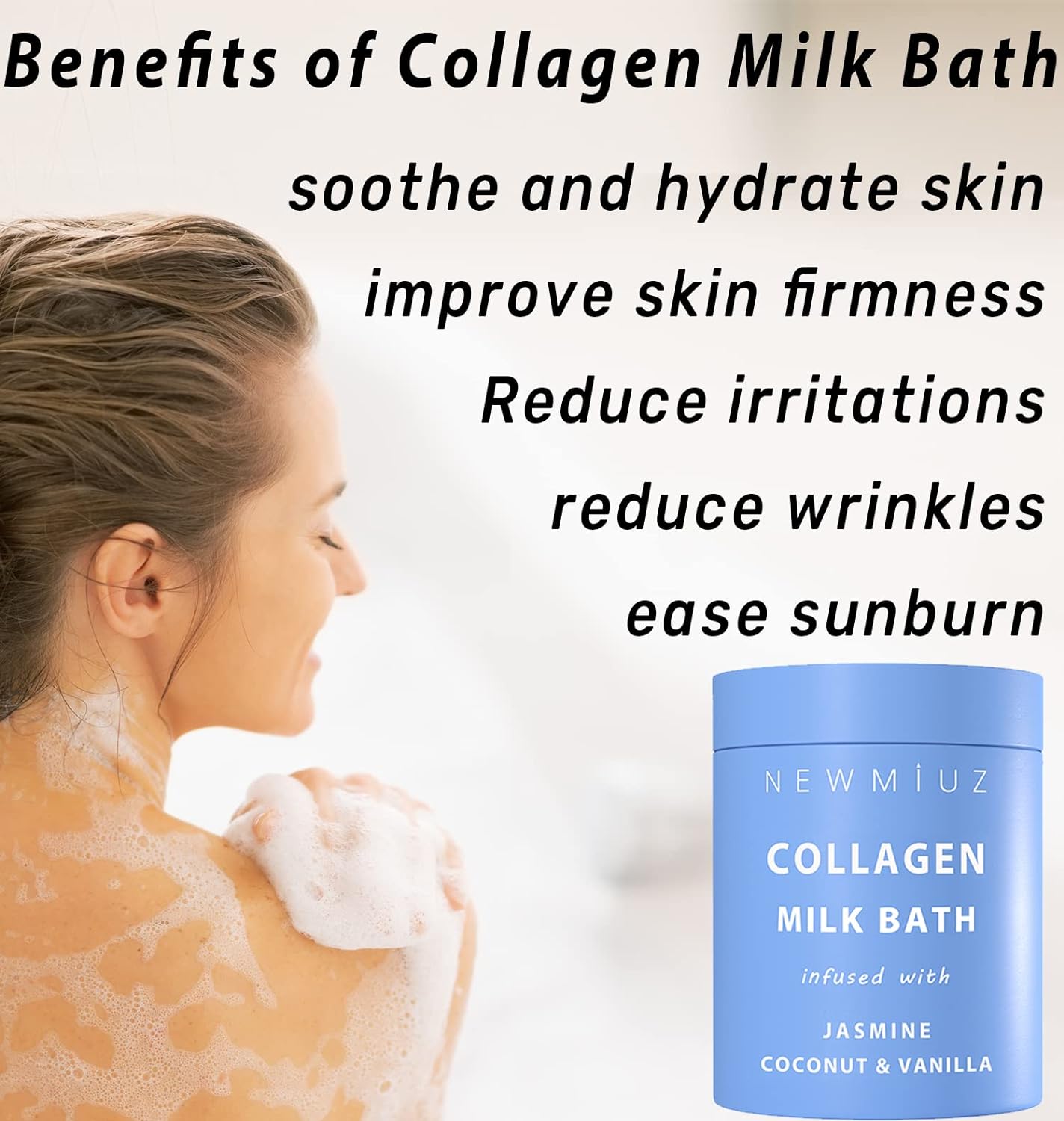 Creamy Coconut Collagen Milk Bath Soak Powder Moisturize & Soften Skin – Vanilla Jasmine Luxury Spa Bubble Bath Salt Mother's Birthday Christmas Relaxation Gifts for Women Perfect Stocking Stuffers