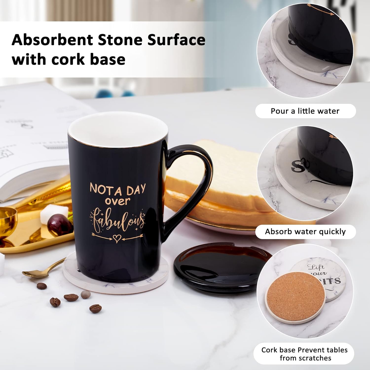 Jumway Not A Day Over Fabulous Mug Gifts Set- Birthday Gifts for Women - Funny Birthday Gift Ideas for Her,Friends, Coworkers, Her, Wife, Mom, Daughter, Sister, Aunt Ceramic Marble Mug 14 Oz