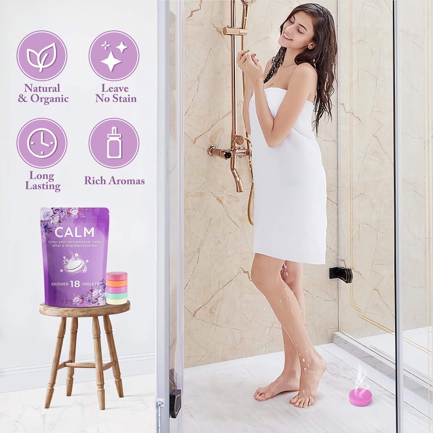 18 Pack Shower Steamers - Valentine's Day, Birthday Gifts - Shower Bombs with Lavender Mint Rose Coco Ocean Grapefruit Natural Fragrance, Self Care & Relaxation Gifts for Women and Men