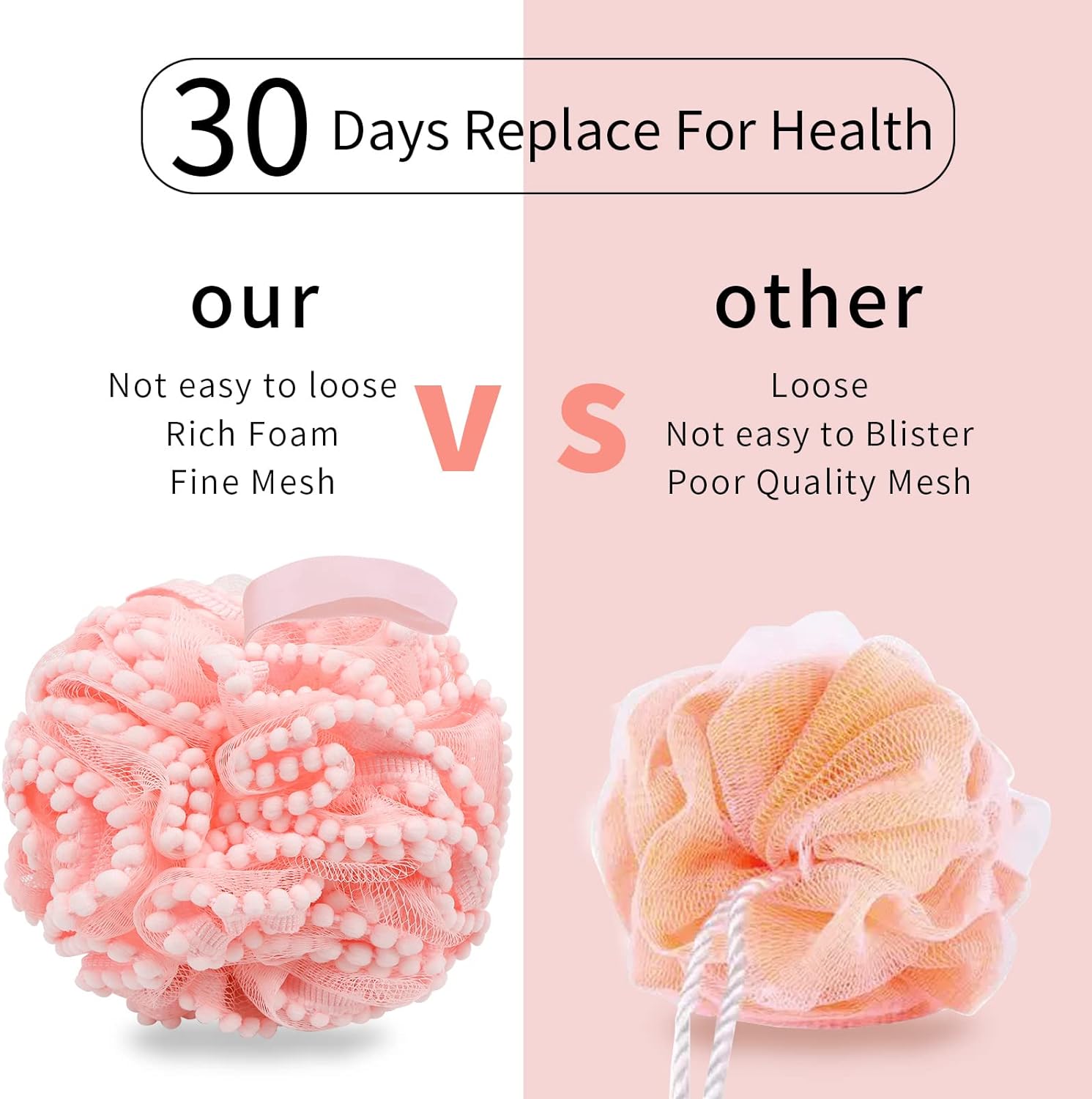 BCKENEY Bath Shower Sponge Soft Mesh Poufs Shower Loofah Ball Body Wash Scrubber Bath Sponge for Women and Men Soothing Face & Body Exfoliator (2Pcs 60G Luxury)