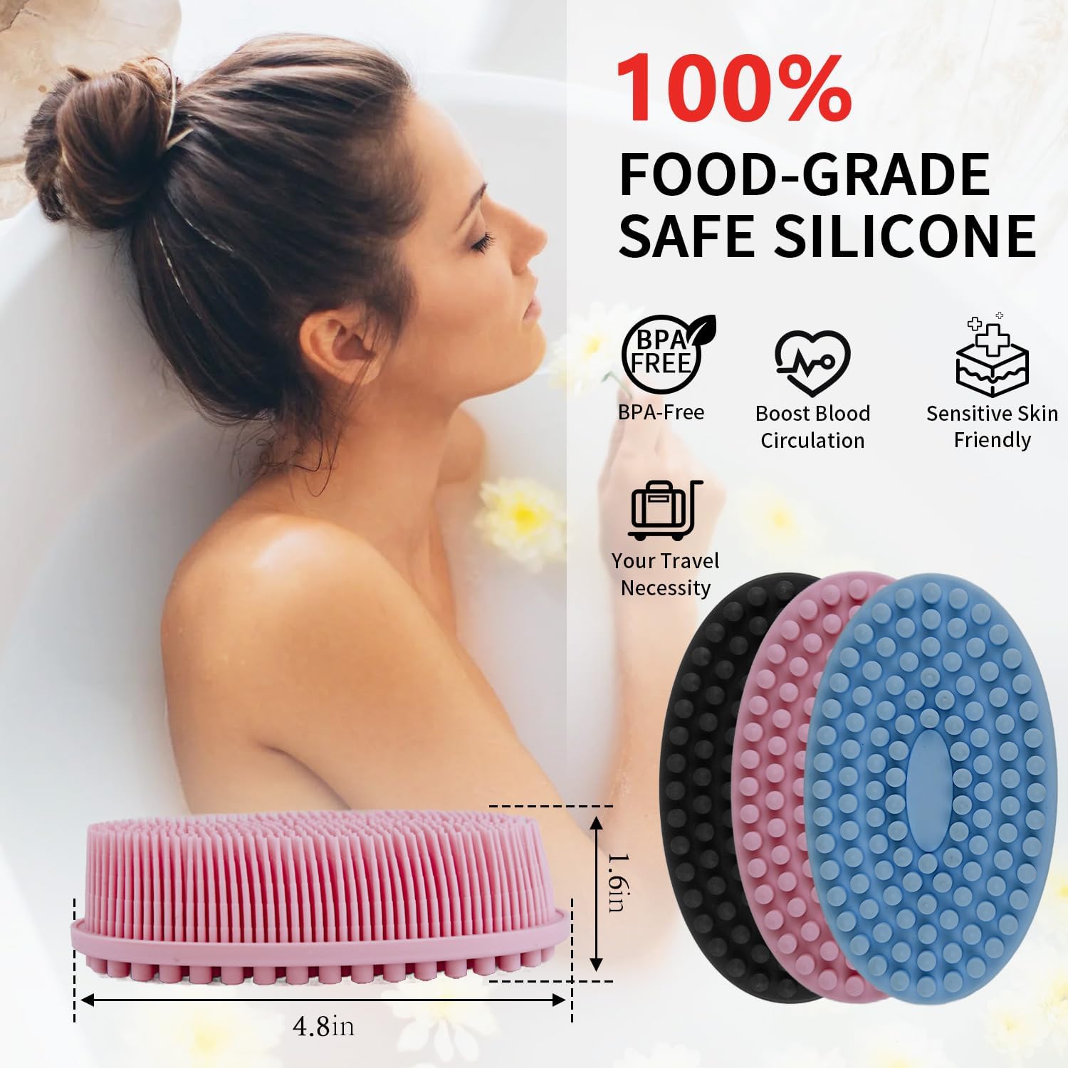 Silicone Body Scrubber, Silicone Loofah, Body Wash Scrubber, Body Scrub Brush, Body Scrubbers for Use in Shower, Silicone Loofah Body Scrubber, Exfoliating Body Scrubber Mens Women, Gifts for Mens