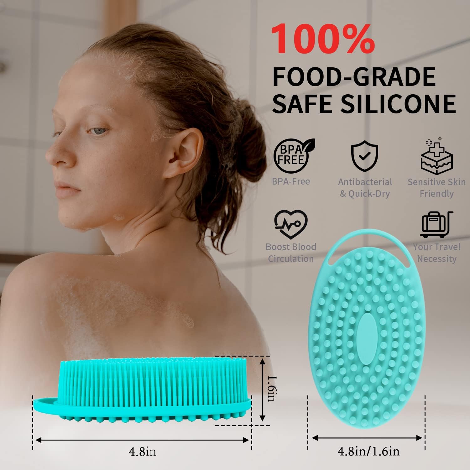 Silicone Body Scrubber, Silicone Loofah, Body Wash Scrubber, Body Scrub Brush, Body Scrubbers for Use in Shower, Silicone Loofah Body Scrubber, Exfoliating Body Scrubber Mens Women, Gifts for Mens