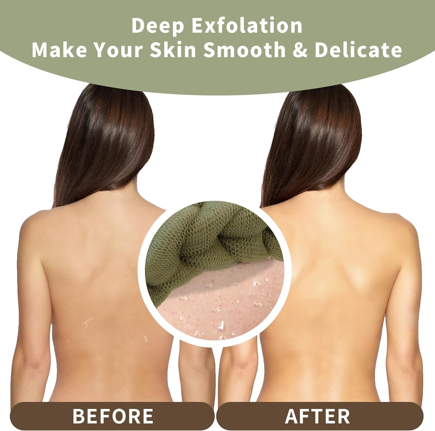 BCKENEY Bath Loofah Shower Sponge Soft Mesh Loofah Body Scrubber with Long Loofah Bath Sponge for Men Women Body Wash Exfoliator Shower Puffs