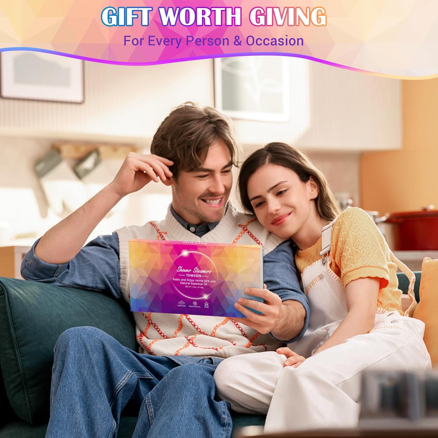 TUWESEN Shower Steamers Aromatherapy, SPA Kit, 8 PCS Shower Steamers for Women, Shower Bombs with Essential Oils-Self Care & Relaxation Birthday Gifts for Women and Men. Purple Romantic Set