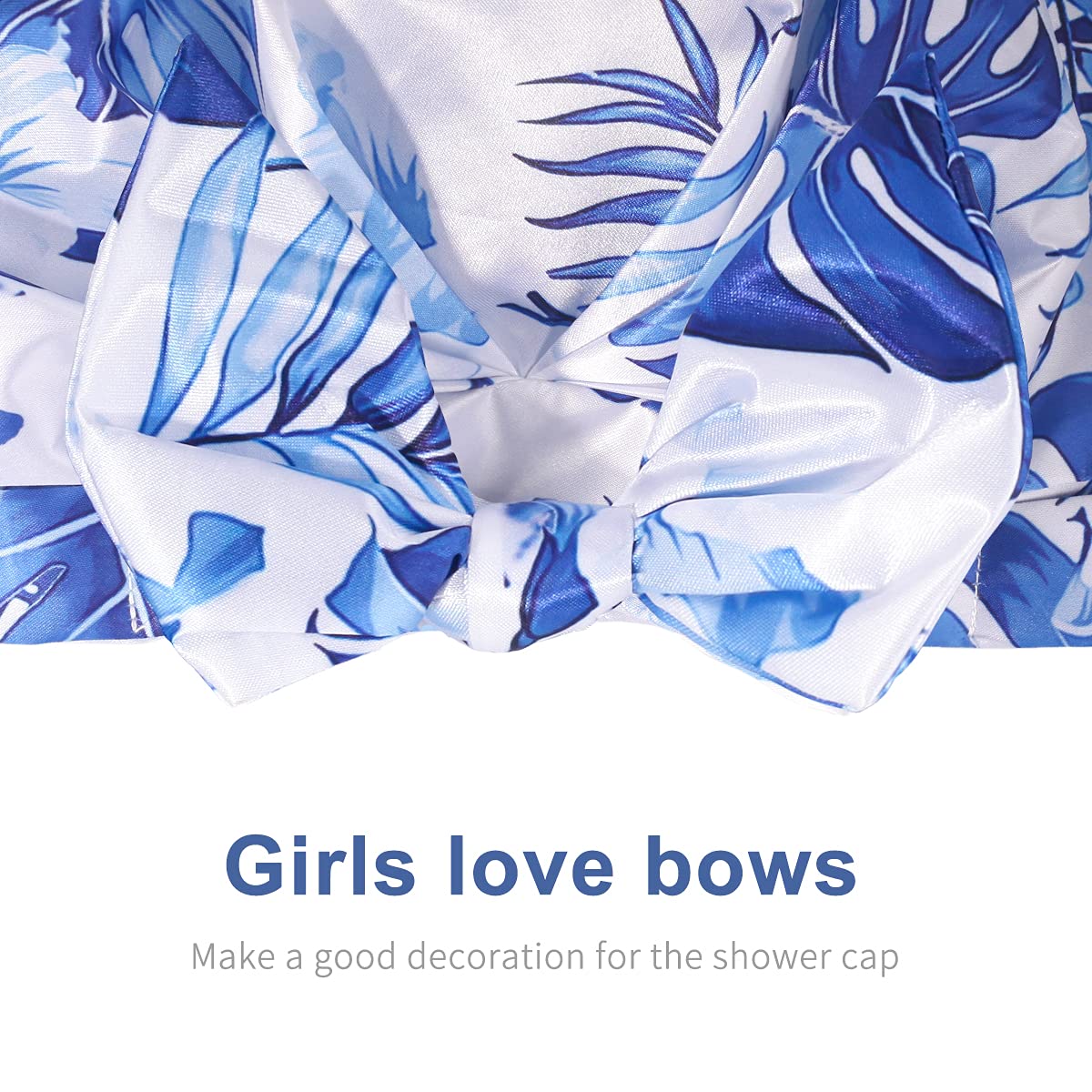 Auban Shower Cap Reusable,Ribbon Bow Bath Cap Large Design With Waterproof Exterior for All Hair Lengths,Great for Girls Spa Home Use,Hotel and Hair Salon (Green)