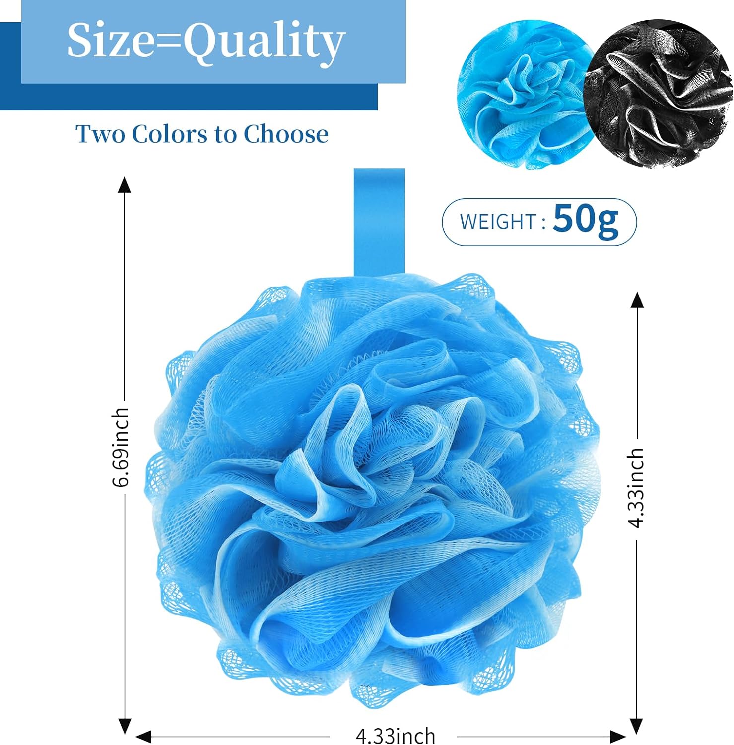 FARMOGA Bath Loofah Sponge Back Scrubber Shower Sponge Soft Mesh Exfoliator Pouf Shower Ball Bath Sponges for Women and Men Bath Accessories (4Pcs 50g Multi Colour)