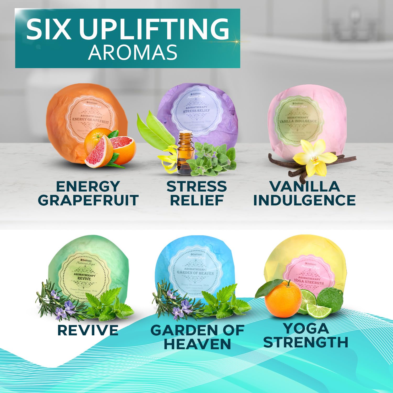 Bath Bombs Gift Set - 6 Bubble Bath Fizzies (6 x 2oz) with Natural Dead Sea Salt Cocoa and Shea Essential Oils - Best Gift Idea for Birthday, Mom, Woman, Girl, Him, Kids