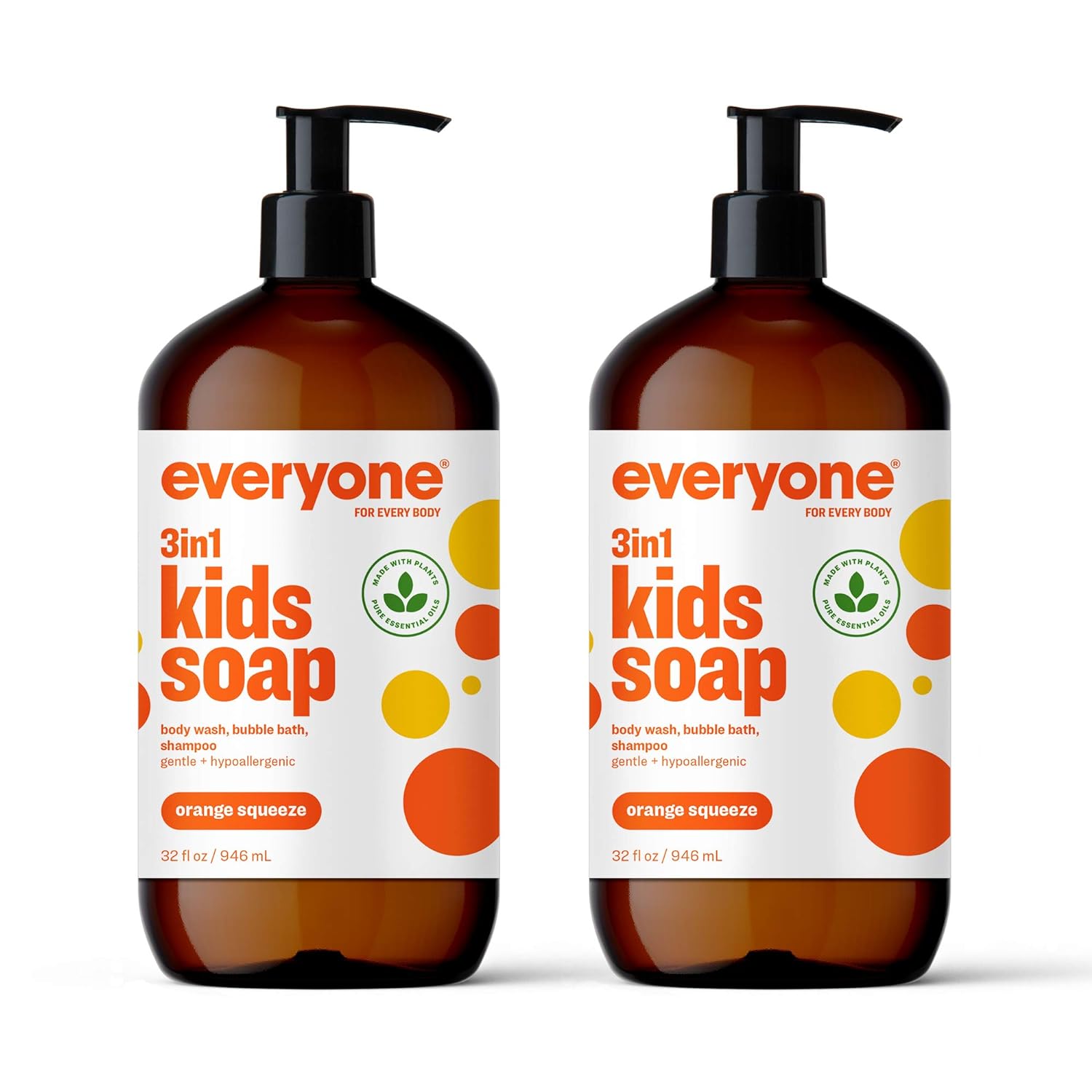 Everyone 3-in-1 Kids Soap, Body Wash, Bubble Bath, Shampoo, 32 Ounce (Pack of 2), Lavender Lullaby, Coconut Cleanser with Plant Extracts and Pure Essential Oils