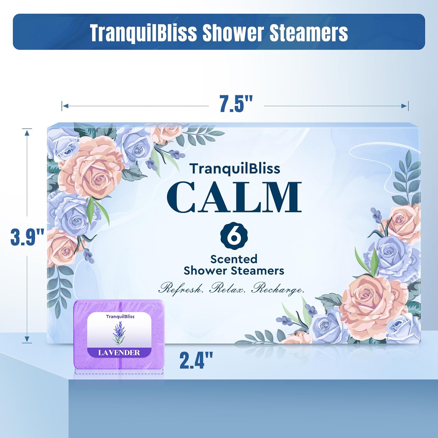 TranquilBliss Shower Steamers with Natural Fragrance, 6 Pack Shower Bath Bombs, Christmas Gifts Stocking Stuffers, Luxury Self Care & Relaxation Christmas, Birthday, Gifts for Women and Men