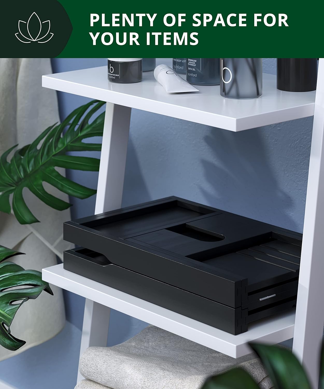 ROYAL CRAFT WOOD Foldable Bathtub Tray Caddy Bamboo Bathtub Tray Expandable, Bath Tub Table Caddy with Extending Sides - Free Soap Dish