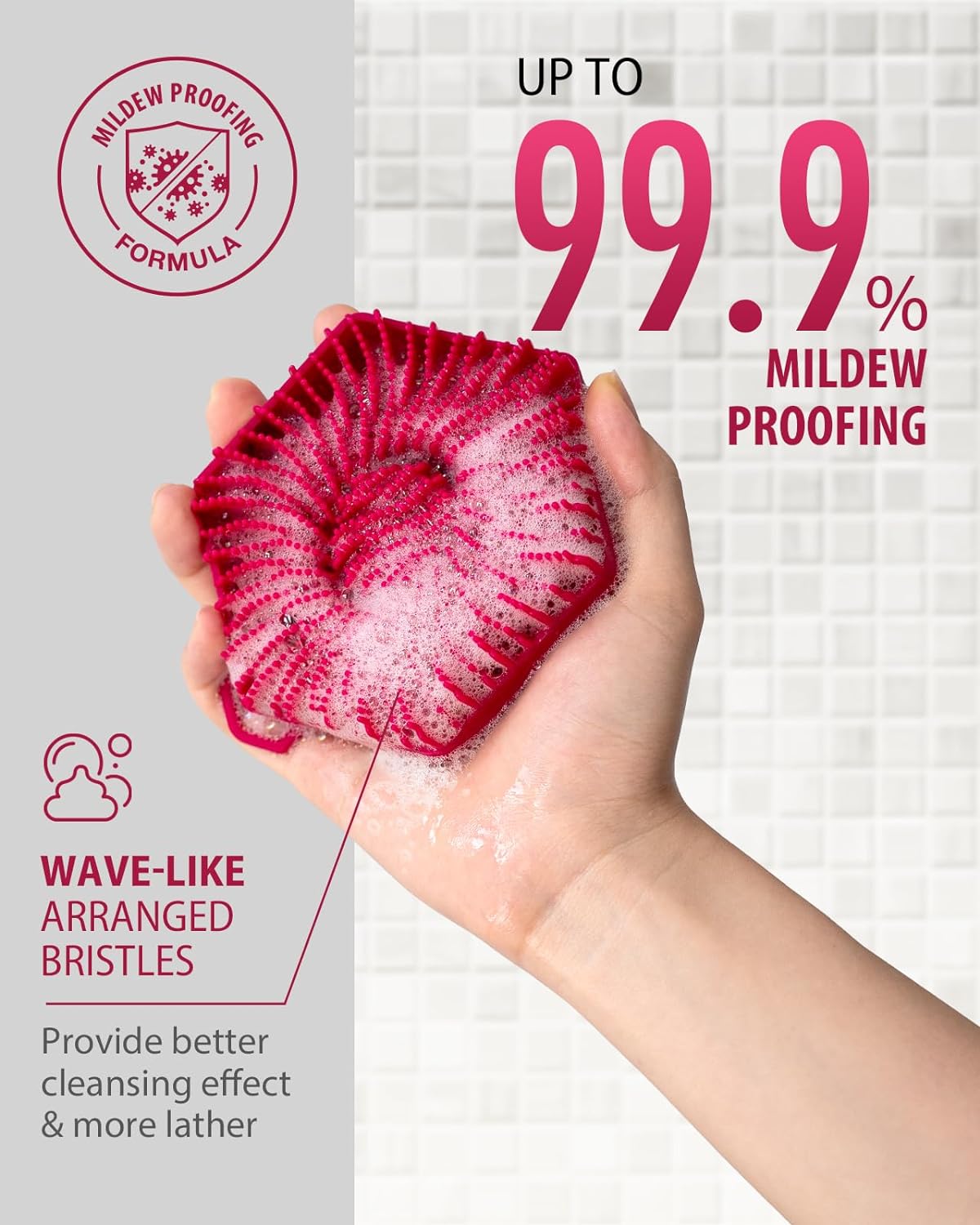 Silicone Body Scrubber for Men & Women, Exfoliating Body Scrubber in Shower, Gentle & Effective Bathroom Silicone Loofah with Easily Lather Bristles and Anti-slippery Handles for All Skin Types (1pcs)