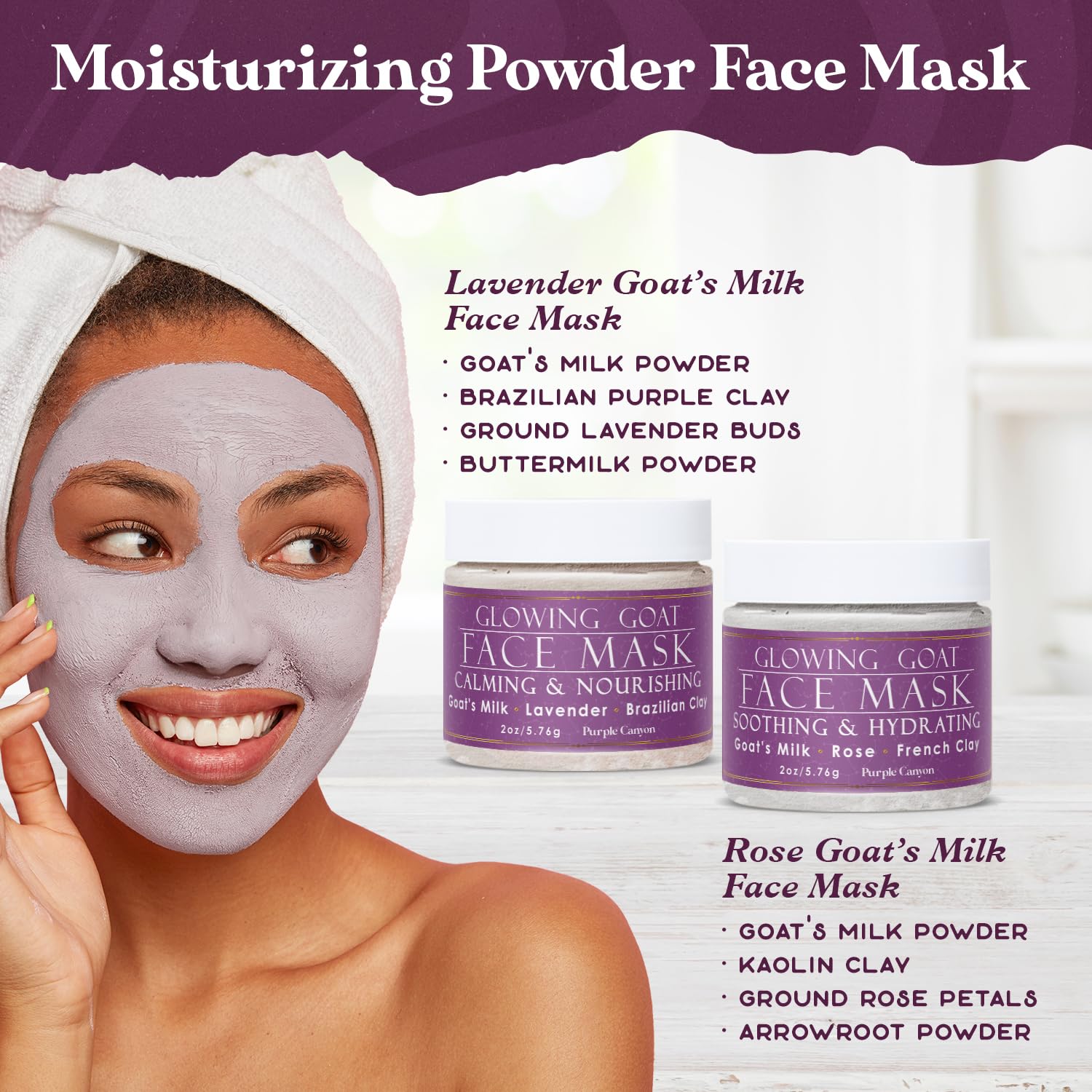 Purple Canyon Mystic Spa Box | 7 Piece Full Size Lavender Spa Kit for Self Care | Bath and Body Gifts for Women